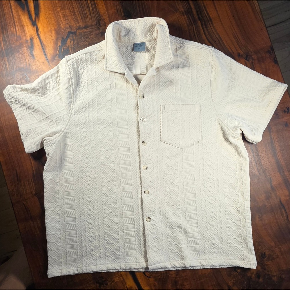 Maison Article Cream Textured Jacquard Party Streetwear Festival Textured